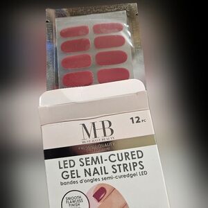 NWT MHB LED SEMI-CURED GEL NAIL STRIPS: MAUVEY-WINE!